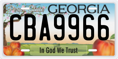 GA license plate CBA9966