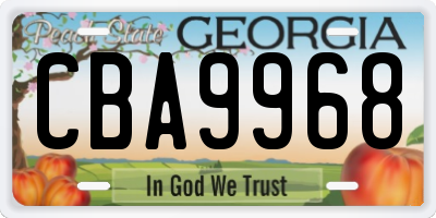 GA license plate CBA9968