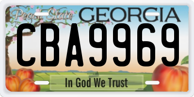 GA license plate CBA9969