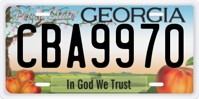 GA license plate CBA9970