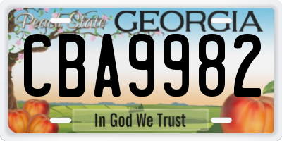 GA license plate CBA9982