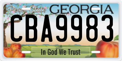 GA license plate CBA9983
