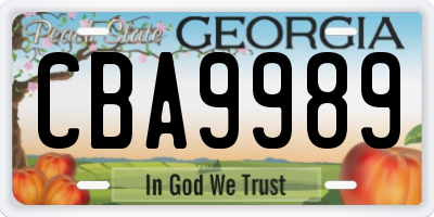 GA license plate CBA9989