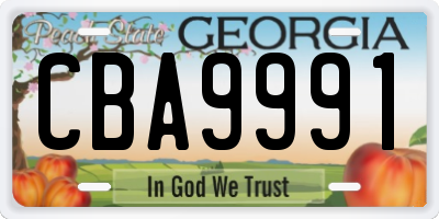 GA license plate CBA9991