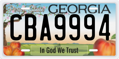 GA license plate CBA9994