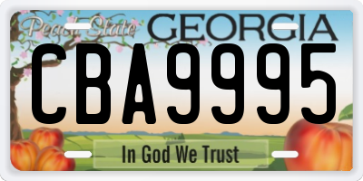 GA license plate CBA9995