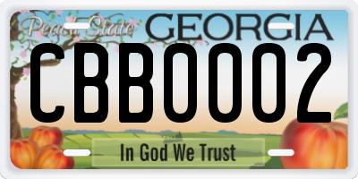 GA license plate CBB0002
