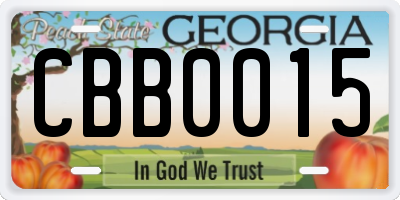 GA license plate CBB0015