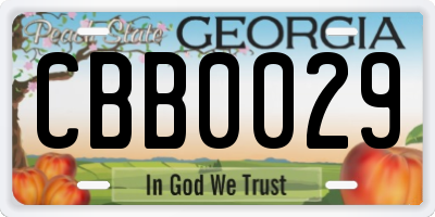 GA license plate CBB0029