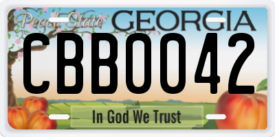 GA license plate CBB0042