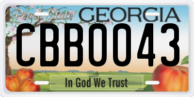 GA license plate CBB0043