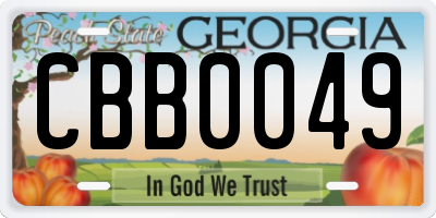 GA license plate CBB0049