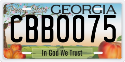 GA license plate CBB0075