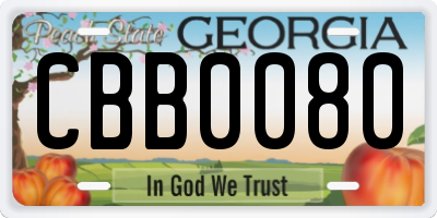 GA license plate CBB0080