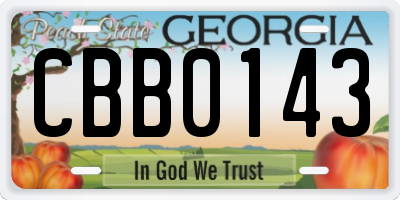GA license plate CBB0143