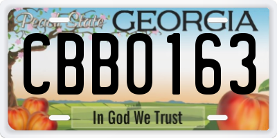 GA license plate CBB0163