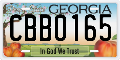 GA license plate CBB0165