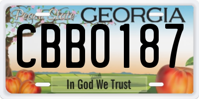 GA license plate CBB0187