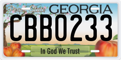 GA license plate CBB0233