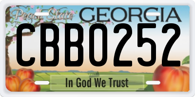 GA license plate CBB0252