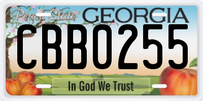 GA license plate CBB0255