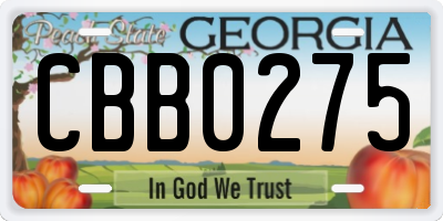 GA license plate CBB0275
