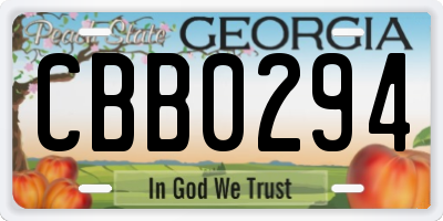 GA license plate CBB0294