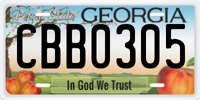 GA license plate CBB0305