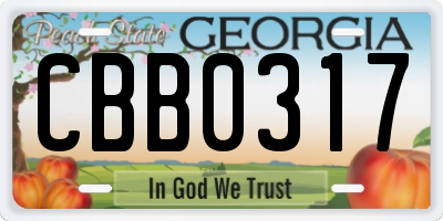 GA license plate CBB0317