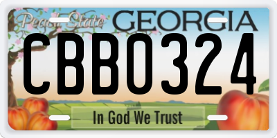 GA license plate CBB0324