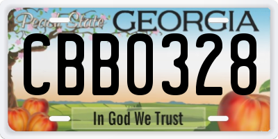 GA license plate CBB0328