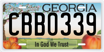 GA license plate CBB0339