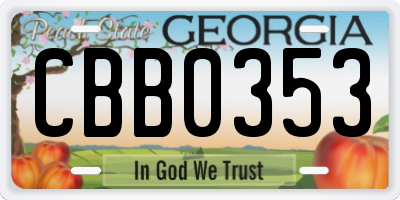 GA license plate CBB0353