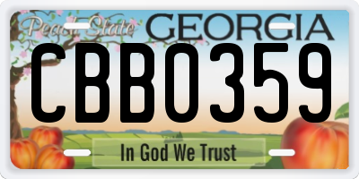 GA license plate CBB0359