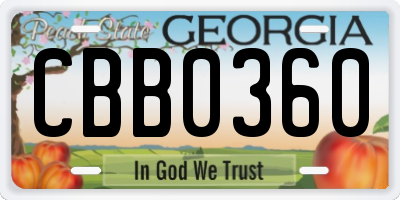 GA license plate CBB0360