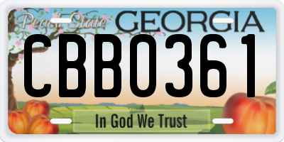 GA license plate CBB0361
