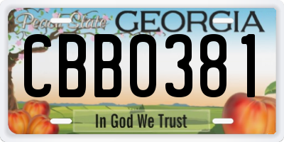 GA license plate CBB0381