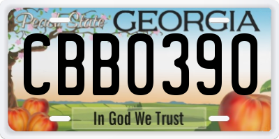 GA license plate CBB0390