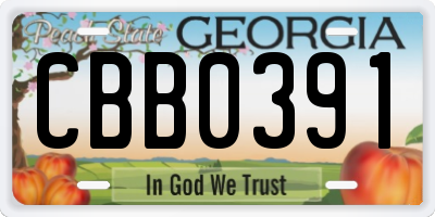 GA license plate CBB0391