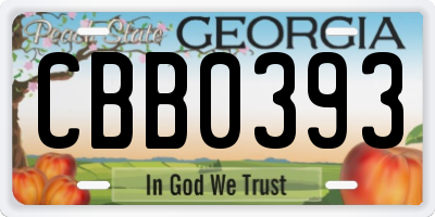 GA license plate CBB0393