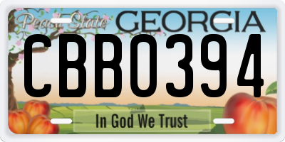GA license plate CBB0394
