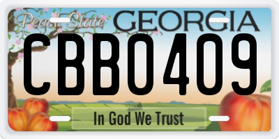 GA license plate CBB0409