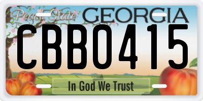 GA license plate CBB0415