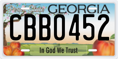 GA license plate CBB0452