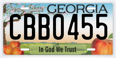 GA license plate CBB0455