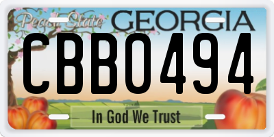 GA license plate CBB0494