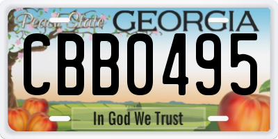 GA license plate CBB0495