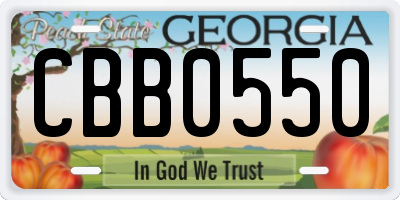 GA license plate CBB0550