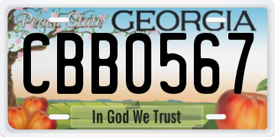 GA license plate CBB0567