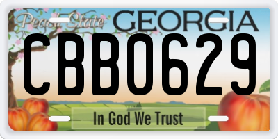 GA license plate CBB0629